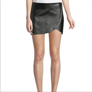 Helmut Lang overlap mini leather skirt